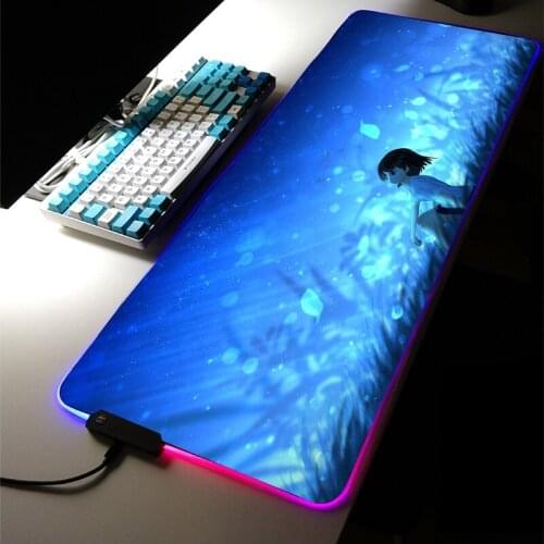 RGB LED Mouse Pad Anime Sexy Girl Kawaii Extra Large Gaming Accessories Cartoon Computer Mousepad Lock Edge Computer Desk Mat