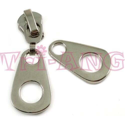 20pcs/lot, 28*17mm Bright Silver Color 5# Round Holes Zipper Sliders for Metal/Resin/Nylon Zippersr