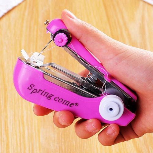 Mini Sewing Machine Patchwork Overlock DIY Portable Pocket Manual Stitch Accessories Cloth Fabric randomly color
