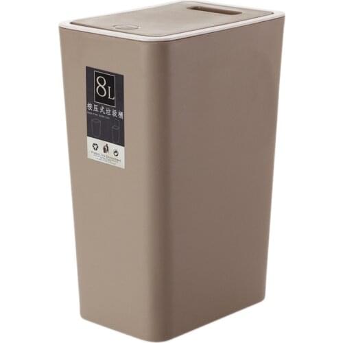 8L Trash Can Narrow Type Kitchen Toilet Waste Bin Living Room Bathroom Paper Basket Trash with Lid Household Storage