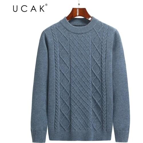 UCAK Brand Classic Casual Sweaters Men Clothing O-Neck Striped Streetwear Sweater Pull Homme Autumn Winter Thick Pullover U1294