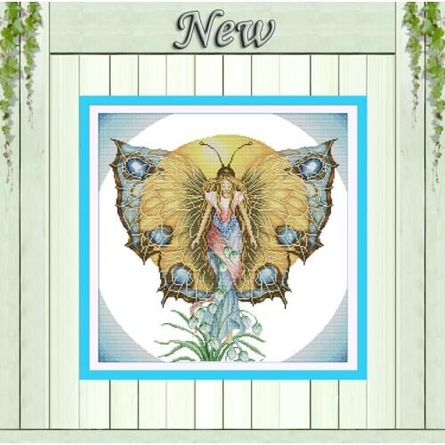 Spirit of butterfly angel painting counted print on canvas DIY 14CT 11CT DMC Cross Stitch kits Needlework Set Drawing Embroidery