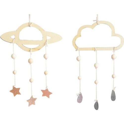 Nordic childrens room decoration creative small fresh wooden beads ornaments decorative wall scene layout props handmade wood