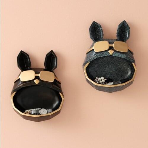 Resin Cool Dog Storage Box for Key Pearls Jewels Ornament on Wall Hanging Decoration Animal Statues Home Decoration Accessories
