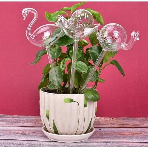 Protable Glass Plant Flowers Water Feeder Self Watering Bird Design Plant Waterer 6 Types Decor Water Cans