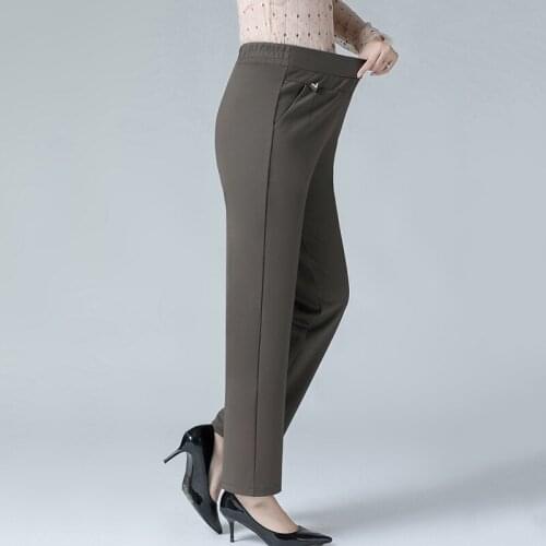 Plus size middle-aged womens Trousers Autumn Winter Loose Pants Plus Velvet Straight-leg Pants External wear Warm Trousers 6XL