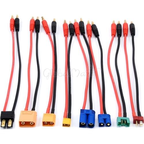 RC XT30 XT60 XT90 EC3 EC5 MPX TRX T plug to 4.0 Banana Plug Charge Lead 200mm 20cm 14AWG Lipo Battery Balance Charge Cable