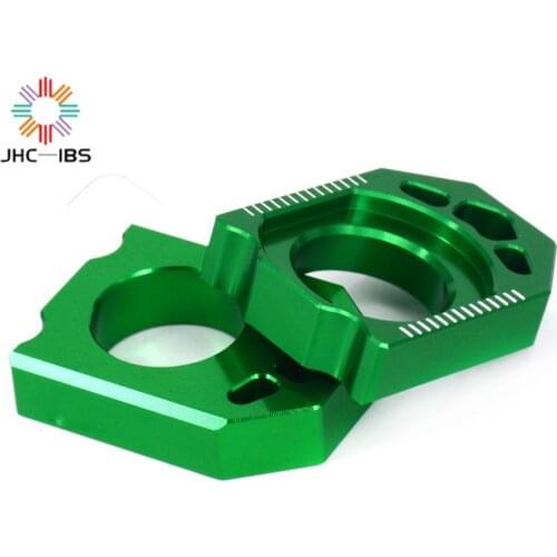 Motorcycle CNC Green Axle Block Chain Adjuster For Kawasaki KX125 KX250 KX250F KX450F KLX450R KX 125 250 250F 450F