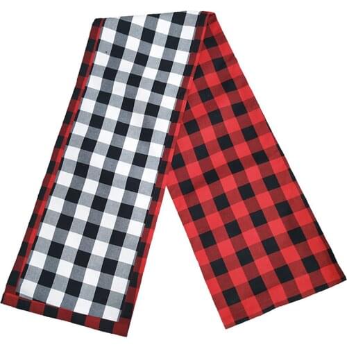 Christmas Table Runner Checkered Tablecloth Rectangle Cotton and Linen Tablecloth for Christmas Party Decoration