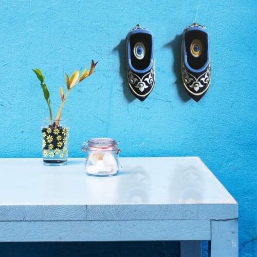 Allure Booties Amulet, Door, Wall & Garden Ornament Evil eye bead 75X170 Navy Blue Yellow