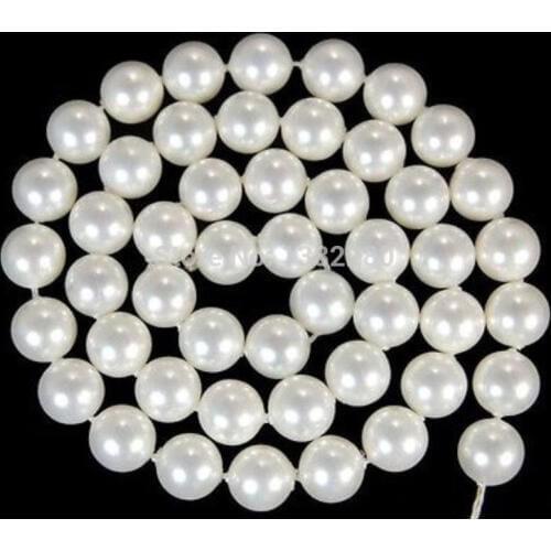 ! Sexy 10mm White South Ocean and Shell Pearls Loose Beads 15" JT5069