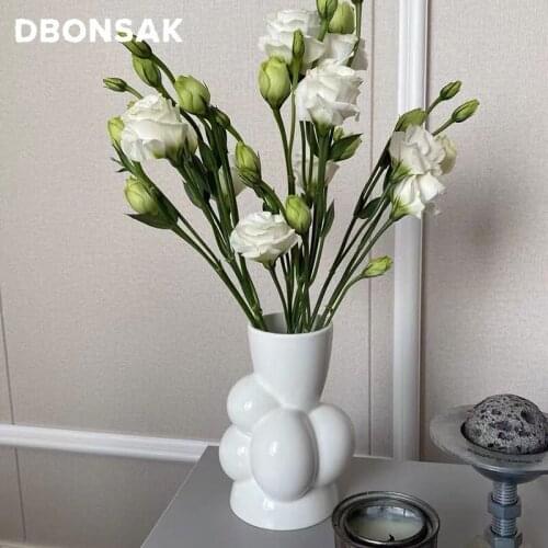 Nordic Ceramic Balloon Vase White Spherical Sculpture Flower Pot Crafts Storage Container Flower Arrangement Container Decor