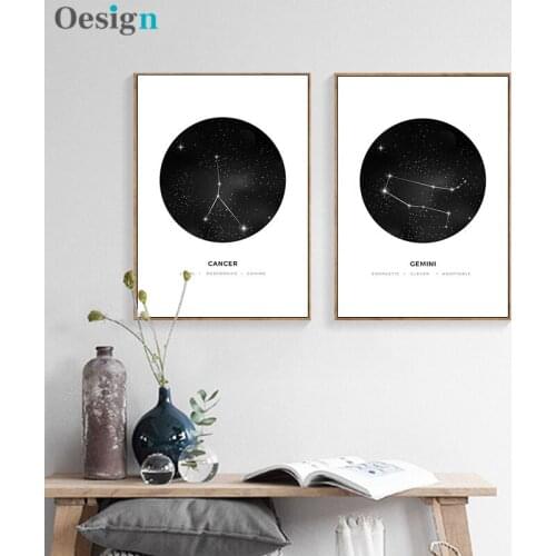 Constellation Nursery Wall Art Canvas Poster Prints Astrology Sign Minimalist Geometric Painting Nordic Kids Decoration Pictures