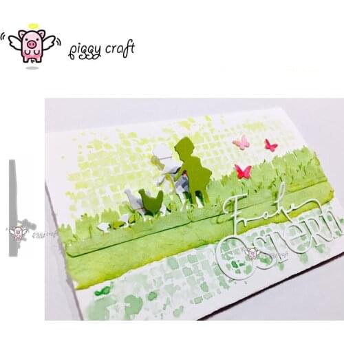 Piggy Craft metal cutting dies cut die mold Girl feeding chicken Scrapbook paper craft album card punch knife art cutter die