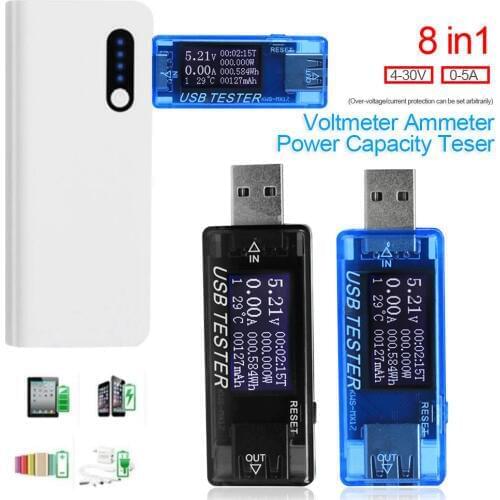8-in-1Electrical Power USB Capacity Voltage Tester Current Meter Monitor Voltmeter Ammeter KWS-MX17