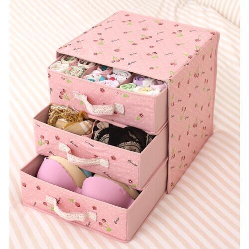 3 Layer Drawer Type Clothes Underwear Storage Box Closet Wardrobe Organizer Socks Bras Lingeries Container Case Organizadores