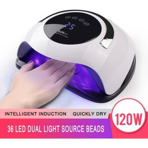 120W UV Nail lamp 36 LED intelligent induction fast dryer Nail polish phototherapy glue nail art light therapy baking light tool