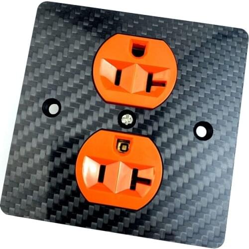 Carbon Fiber US Power Wall Distributor Sockets 2 Holes HiFi Audio Pure Copper Power Socket Supply