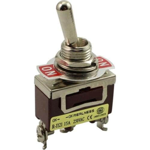 Univeral 15A 250V 3 Terminal ON/ON Rocker Toggle Switch with Waterproof Cap Momentary Toggle Switch 12mm Silver Contacts