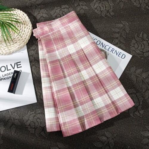 Classic Gothic Lolita Skirt Women Fashion 2021 Summer Clothes Mini Skirts Y2k Kawaii Plaid Pleated Faldas Plus Size High Waist