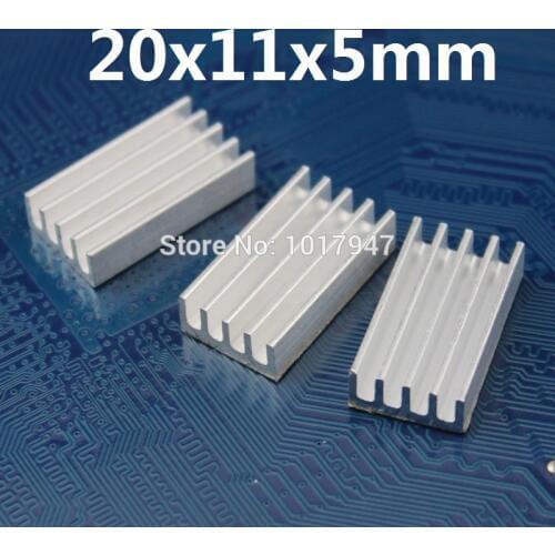 10 Pieces lot Silvr Heat Sink 20x11x5mm Router IC Heat Sink Aluminum Cooling Fin 20*11*5
