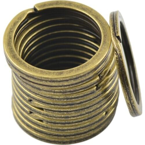 12pcs Antique Bronze 28mm Diameter Metal Flat Split Key Chains Rings for Home Car Keys DIY Accessories