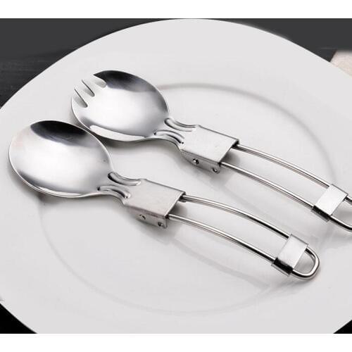 200pcs New Outdoor Camping Hiking Stainless Steel Metal Fork Spoon Tableware Cookout Picnic Foldable Folding Spork SN433