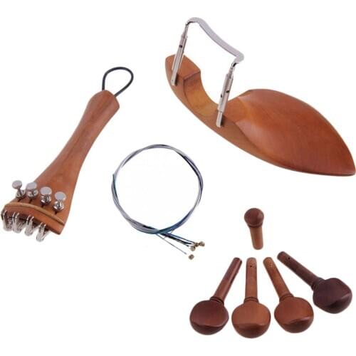 4/4 Violin Parts Accessories Chin Rest Tailpiece Fine Tuner Tuning Peg Tailgut Endpin Strings Kit
