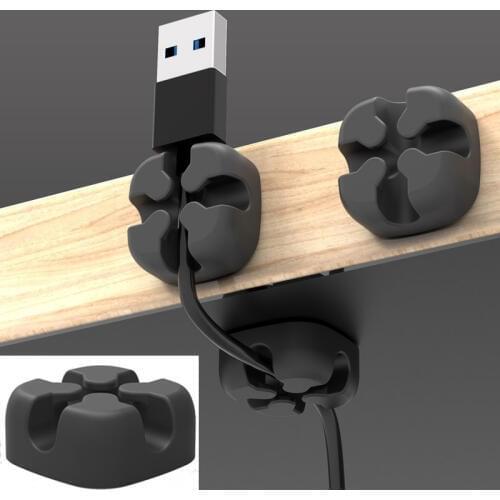 5Pcs New Square Silicone Desktop Cable Clips Self Adhesive Wire Holder Clip Protector for Organizing Cable Cords Home and Office