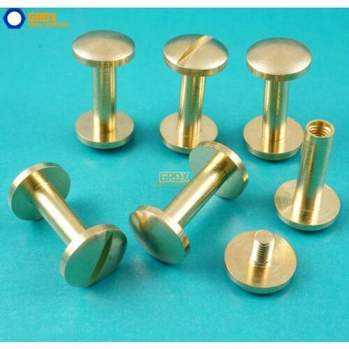 50 Set 10*13mm Solid Brass Rivet Chicago Screw for Leather Craft Belt Wallet / Cambered