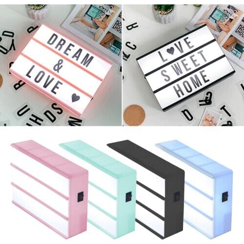 A6 Size LED Combination Night Light Box Lamp DIY Black Letters Cards AA Battery Cinema Lightbox