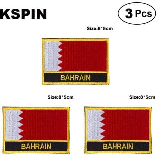 Bahrain Rectangular Shape Flag patches embroidered flag patches national flag patches for clothing DIY Decoration
