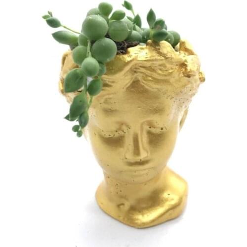 Golden yellow Color Helen Büst Concrete Rosary In Pots Flower