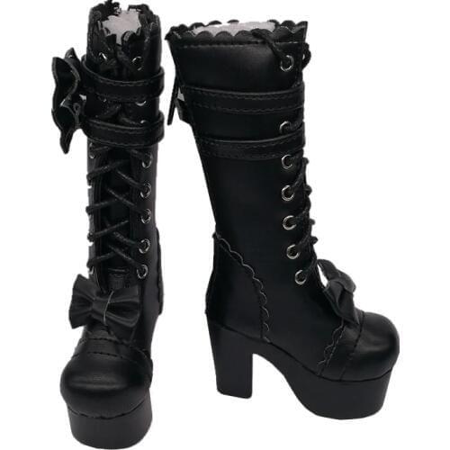 Tilda 1/4 Doll Boots Lolita Style High Heel BJD Doll Shoes,White Lace Up Toy Boot For Minifee BJD Dolls Fashion Toy Accessories