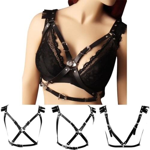 Body Harness Hollow Bra Pentagram Crop Tops Lingerie Belt Black Sexy Plus Size Cage Punk Bralette Elastic Dance Club Rave Costum