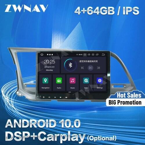 Carplay For Hyundai Elantra 2016 2017 2018 2019 2020 Android Screen Multimedia Player GPS Unit Auto Audio Stereo Radio Recorder