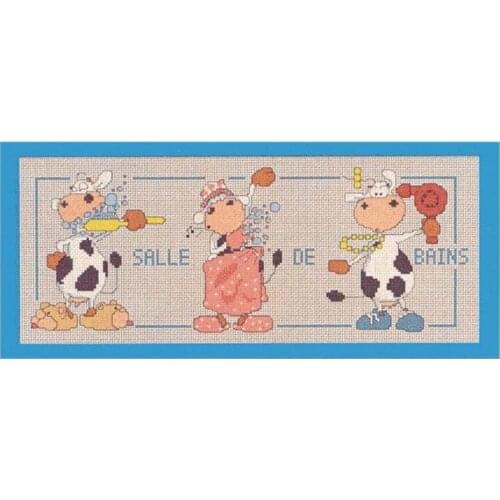 Cute Cartoon Magazine Cow Fitness Childrens Room Decorative Crossstitch Print Kit 11CT14CT18CT Handmade Embroidery Kit