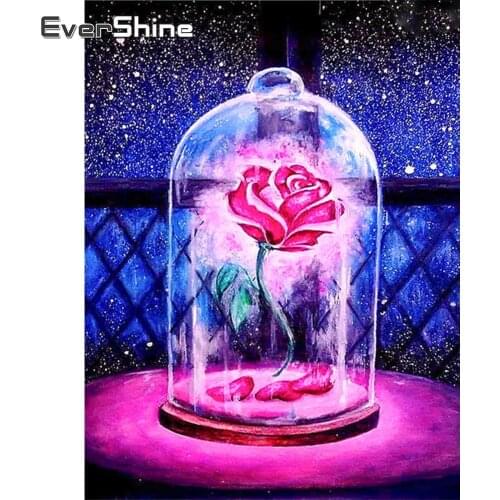 EverShine Diamond Painting Full Drill Square Flower 5D Diamond Embroidery Rose Rhinestones Cross Stitch Mosaic Decor For Home