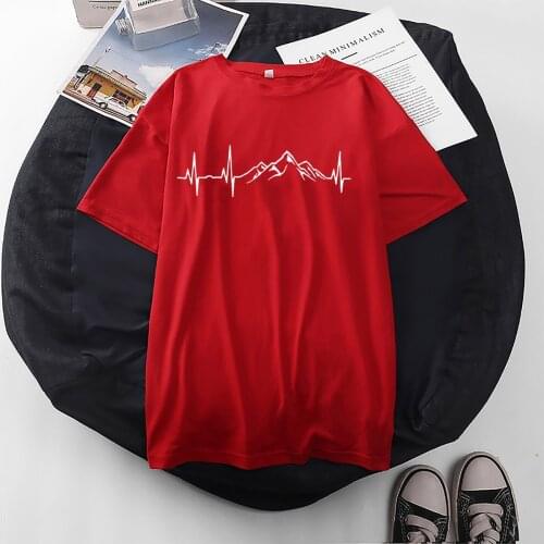 T Shirt For Girls Women Summer Short Sleeve Loose T-Shirts 2021 Top Lady Mountain Print Casual Shirt Футболки с коротким рукавом