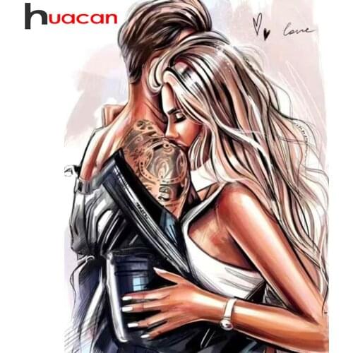 Huacan 5D Diamond Embroidery Complete Kit Couple Diamond Mosaic Painting Full Square Portrait Beaded Pictures Home Decoration