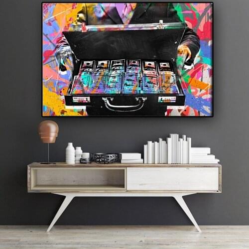 Colorful Graffiti Money Box Man Pictures Canvas Painting Wall Art Posters And Prints For Office Living Room Decoration No Frame
