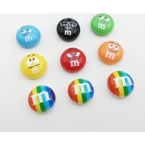 100pcs/lot 16mm Kawaii Resin M Beans Cabochon For Scrapbooking Craft Jewellery DIY Decorative Embellishment