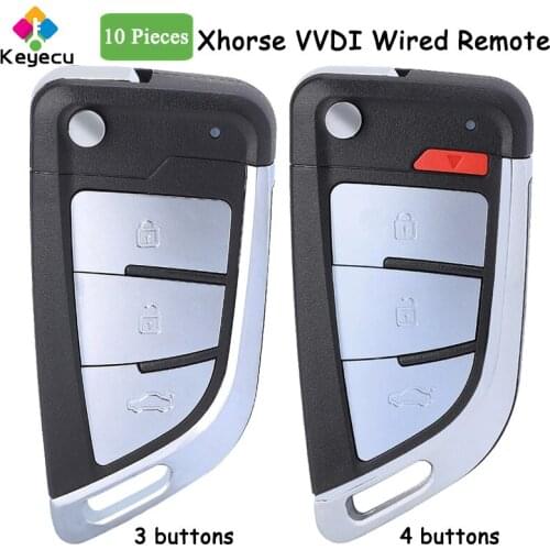 KEYECU 10 Pieces XHORSE English Version Knife Flip Style 3 / 4 Buttons Wired Universal Remote Car Key for VVDI Key Tool VVDI2
