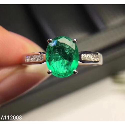 KJJEAXCMY fine jewelry 925 sterling silver inlaid natural gemstone Emerald Female new ring beautiful Support Detection