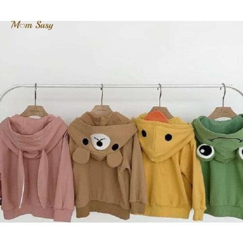 Baby Girl Boy Cartoon Hooded Jacket Zipper Infant Toddler Child Hoodie Coat Autumn Spring Baby Costume Outfit Clothes 1-7Y