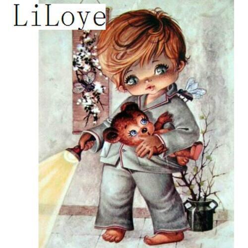 LI LOYE Diamond Painting Cross Stitch Cartoon baby Diamond Embroidery icon Flower Diamond Mosaic Rhinestones Decor Paintings R80