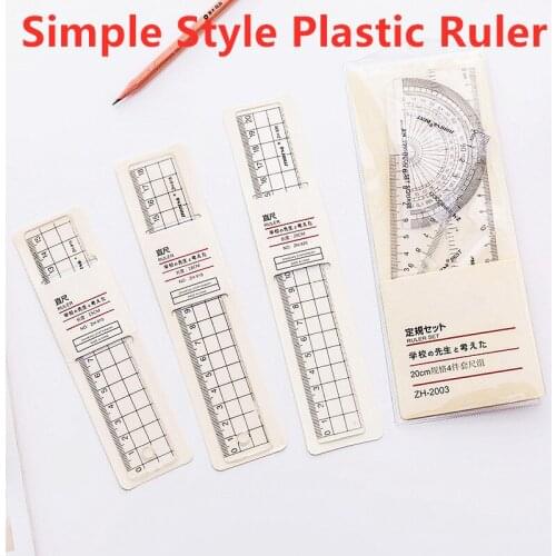 1Set New Transparent Simple Style Plastic Ruler Student Ruler Office Learn Stationery Drawing School Students Supplies