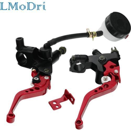 LMoDri Motorcycle Brake Clutch Levers With Pump Master Cylinder Reservoir Set ZS Racing CNC 7/8" 22mm For Kawasaki Yamaha