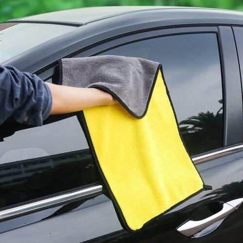 Car Washing Towel Drying Absorbent Coral Fleece Cleaning Supplies Multifunction Strong Absorbing Water Dry Hair Yellow+Grey