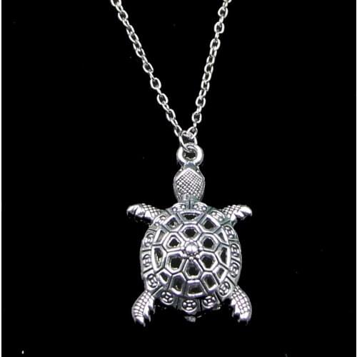 Fashion 38*25mm Hollow Tortoise Turtle Sea Pendant Necklace Link Chain For Female Choker Necklace Creative Jewelry party Gift